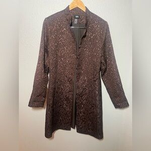 Donna Stand Collar Embossed Jacket – Brown/Aubergine – Size 10 – Made in Canada
